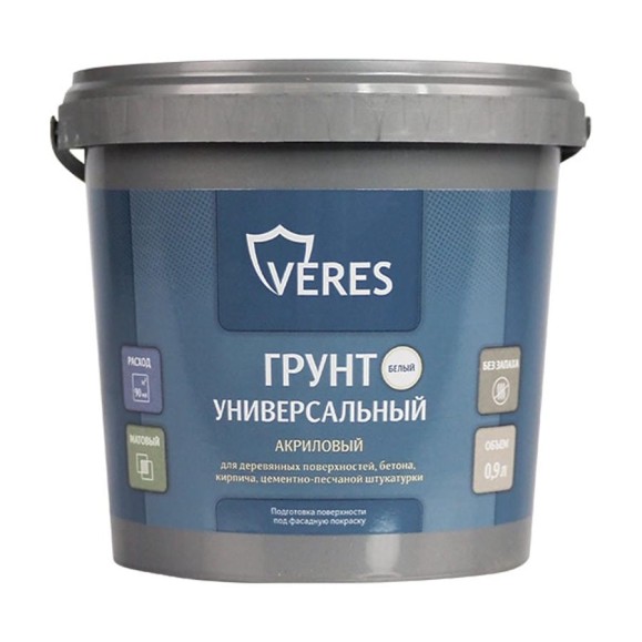 Грунтовка по дереву VERES матовая, белая, 0.9 л 278983