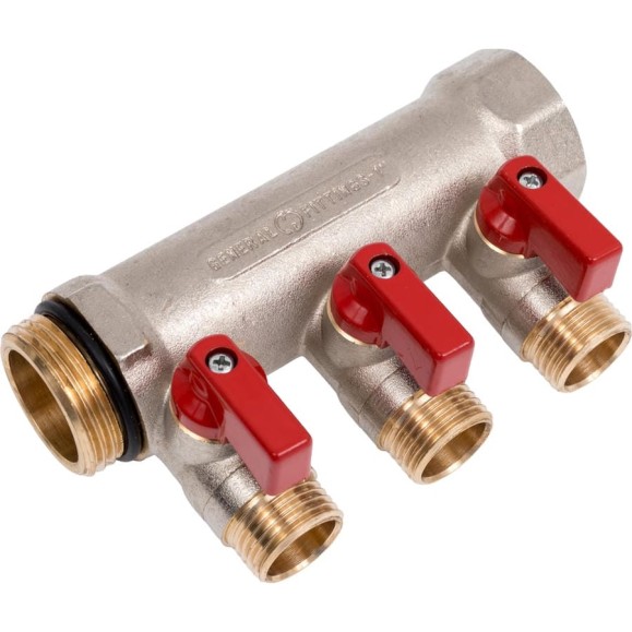 Коллектор с шаровыми кранами STOUT Smb 6210 011203 1", 3 отвода 1/2", красные ручки RG0091AACQLORH Коллектор с шаровыми кранами STOUT Smb 6210 011203 1", 3 отвода 1/2", красные ручки RG0091AACQLORH