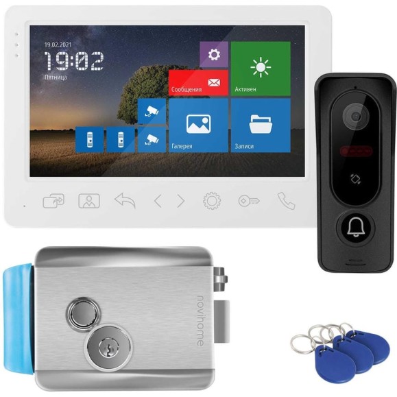 Комплект Novihome WHITE SURFACE 7 FHD KIT PLUS v., состоящий из 7 Full HD видеодомофона, вызывной панели со СКУД и электромеханического замка 4297 Комплект Novihome WHITE SURFACE 7 FHD KIT PLUS v., состоящий из 7 Full HD видеодомофона, вызывной панели со СКУД и электромеханического замка 4297