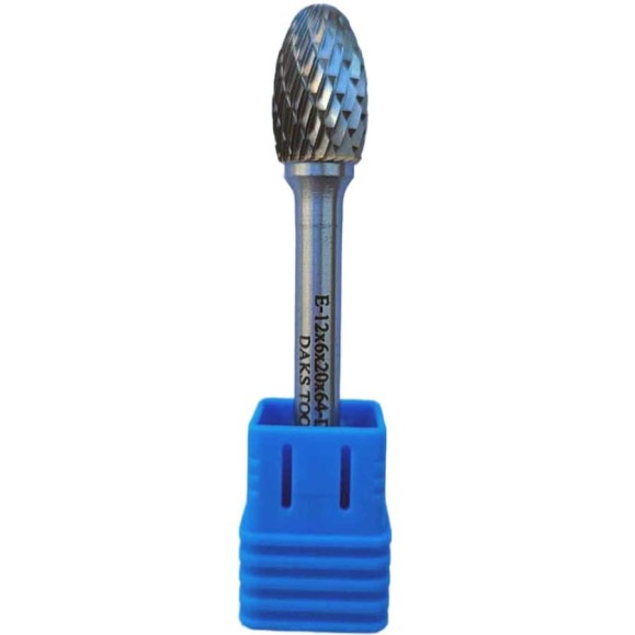 Борфреза овальная форма DAKSTOOLS E-12мм, DC-двойная насечка E-1262064-DC-J
