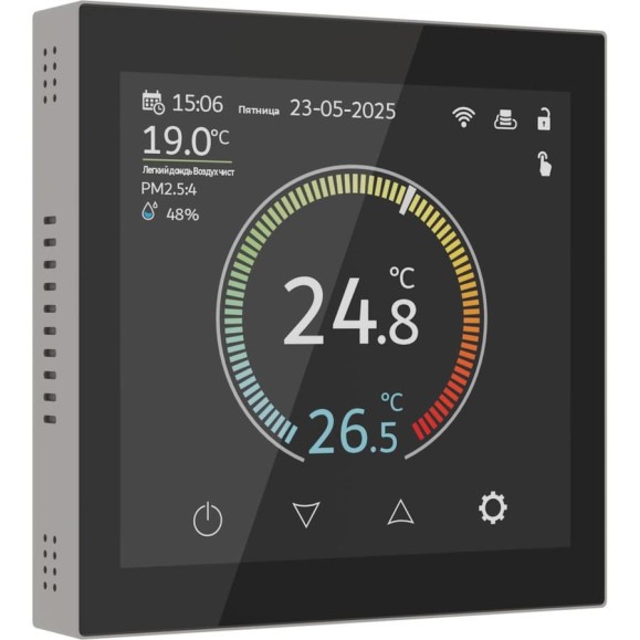 Умный сенсорный терморегулятор Werkel с LCD дисплеем W1851104 дымчатый a071605 Умный сенсорный терморегулятор Werkel с LCD дисплеем W1851104 дымчатый a071605