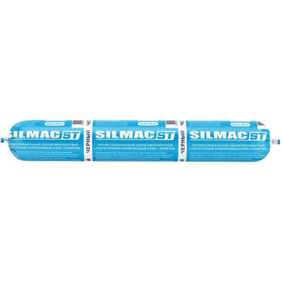 Профессиональный однокомпонентный структурный силиконовый клей-герметик SILMAC ST колбаса 590 мл черный SP-0021/104/111