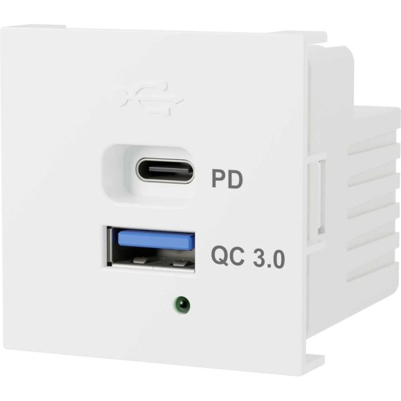 Розетка модульная высокоскоростная Экопласт USB 45х45мм (Type А+С),  протоколы QC 3.0, PD, 65 Вт. (бел.) LK45 858304
