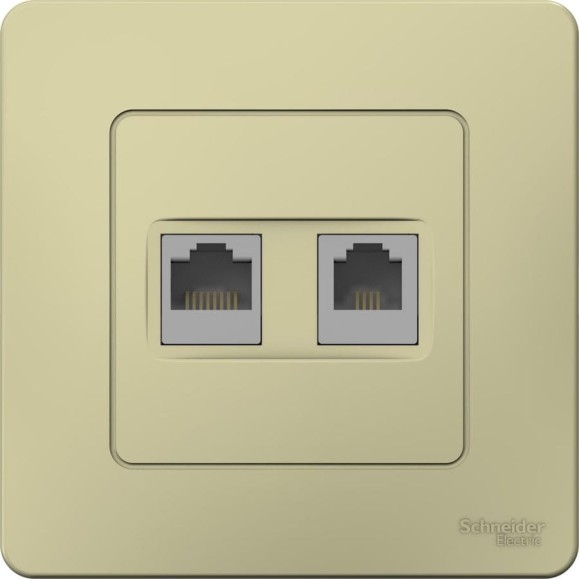 Двойная розетка: компьютерная rj45, кат.5e + телефонная rj11 Systeme Electric Blanca с/у, бежевый BLNIS045117 Двойная розетка: компьютерная rj45, кат.5e + телефонная rj11 Systeme Electric Blanca с/у, бежевый BLNIS045117