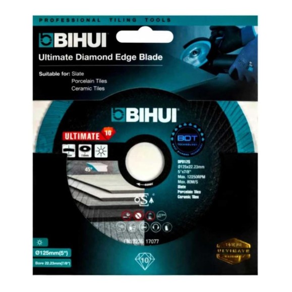 Диск алмазный BIHUI Ultimate Edge 125мм, толщина 1.6мм, для резки и заусовки плитки под 45 DPD125