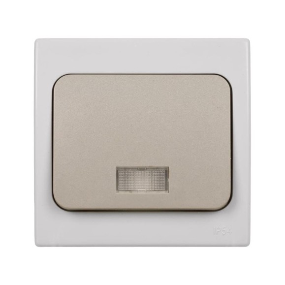 Выключатель одноклавшиный с подсветкой скрытой установки, серый TDM ELECTRIC IP54 10А серия 