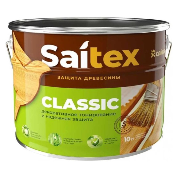 Состав для защиты и декора древесины Сайвер «SAITEX» CLASSIC Орех 10л 4607074774750 Состав для защиты и декора древесины Сайвер «SAITEX» CLASSIC Орех 10л 4607074774750