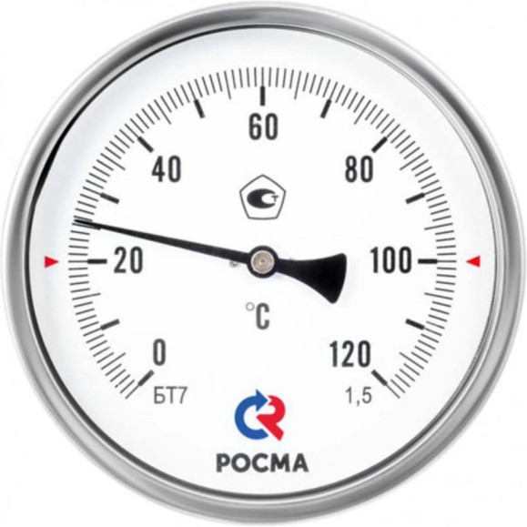 Термометр РОСМА БТ-41.211 (-40-60C) L=150 G1/2 1.5 биметаллический 80мм, радиальный, гильза латунь D070-08680 Термометр РОСМА БТ-41.211 (-40-60C) L=150 G1/2 1.5 биметаллический 80мм, радиальный, гильза латунь D070-08680