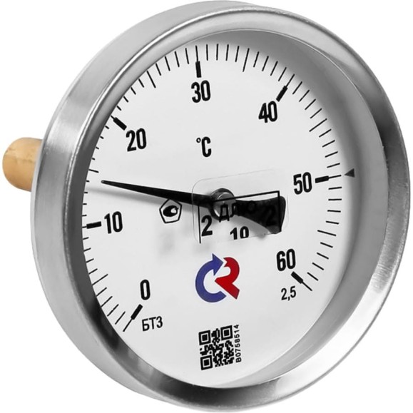 Термометр РОСМА БТ-31.211 осевой (0-60C) 2.5, L=64мм, с латунной гильзой, биметаллический D070-02092 Термометр РОСМА БТ-31.211 осевой (0-60C) 2.5, L=64мм, с латунной гильзой, биметаллический D070-02092