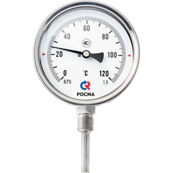 Термометр РОСМА БТ-52.220 радиальный (-30-70C) 1.5, L=200, коррозионностойкий, биметаллический D070-02893 Термометр РОСМА БТ-52.220 радиальный (-30-70C) 1.5, L=200, коррозионностойкий, биметаллический D070-02893