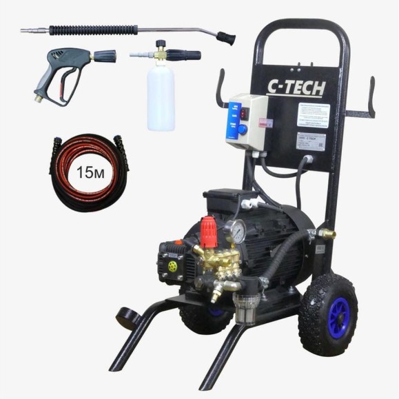 Мойка высокого давления для грузового автотранспорта C-TECH 250 бар, до 900 л/ч, 7.5 кВт профессиональная мобильная в комплектации NTR2515ET1E5TS2FMT-15-SF90 Мойка высокого давления для грузового автотранспорта C-TECH 250 бар, до 900 л/ч, 7.5 кВт профессиональная мобильная в комплектации NTR2515ET1E5TS2FMT-15-SF90