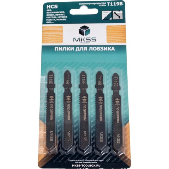Пилки для электролобзика по древесине MKSS Toolbox MK0910 T119B MKSS MK09100119 Пилки для электролобзика по древесине MKSS Toolbox MK0910 T119B MKSS MK09100119