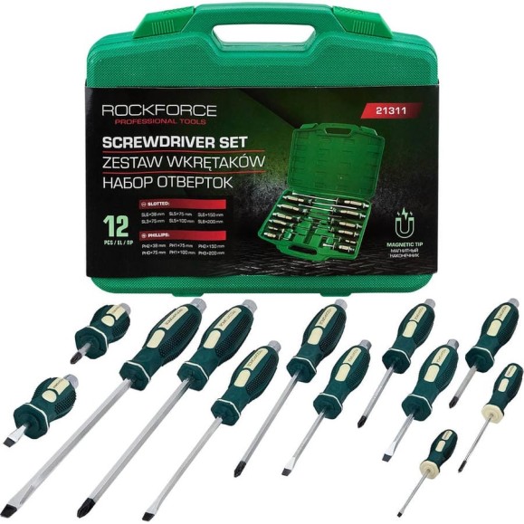 Отвертки ударные Rockforce набор 12 предметов RF-21311(65935) Отвертки ударные Rockforce набор 12 предметов RF-21311(65935)