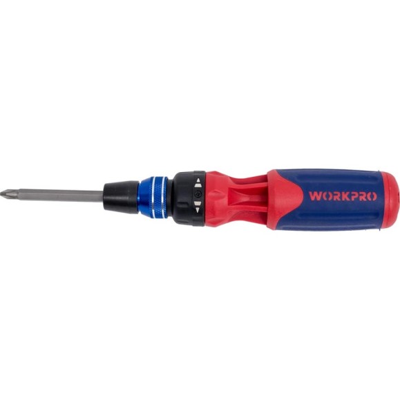 Отвертка WORKPRO 12-в-1, с трещоткой WP221063