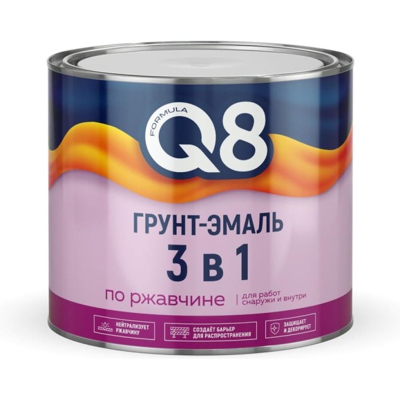 Грунт-эмаль по ржавчине 3 в 1 Formula Q8, полуматовая, 1,8 кг, голубая 277218