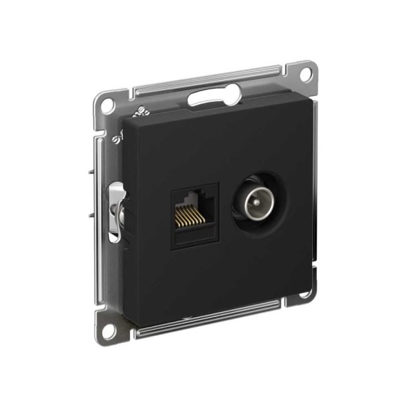 Розетка 2-ая ТВ + компьютерная RJ45 Systeme Electric (Schneider Electric) Atlasdesign карбон кат. 5Е ATN001089 Розетка 2-ая ТВ + компьютерная RJ45 Systeme Electric (Schneider Electric) Atlasdesign карбон кат. 5Е ATN001089