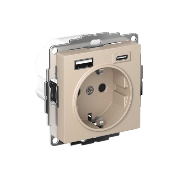 Комбинированная розетка Systeme Electric Atlasdesign песочный 16а c 2 usb a+с, 5в/2,4а, 2x5в/1,2а ATN001232 Комбинированная розетка Systeme Electric Atlasdesign песочный 16а c 2 usb a+с, 5в/2,4а, 2x5в/1,2а ATN001232