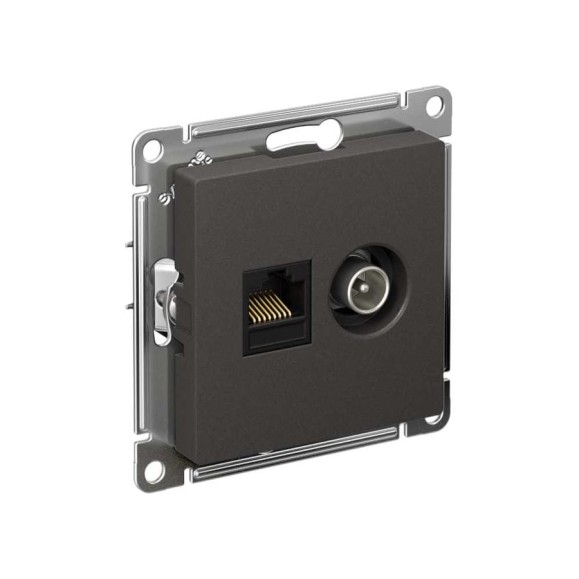 Двойная тв + компьютерная rj45 розетка Systeme Electric Atlasdesign базальт кат. 5е ATN001489 Двойная тв + компьютерная rj45 розетка Systeme Electric Atlasdesign базальт кат. 5е ATN001489