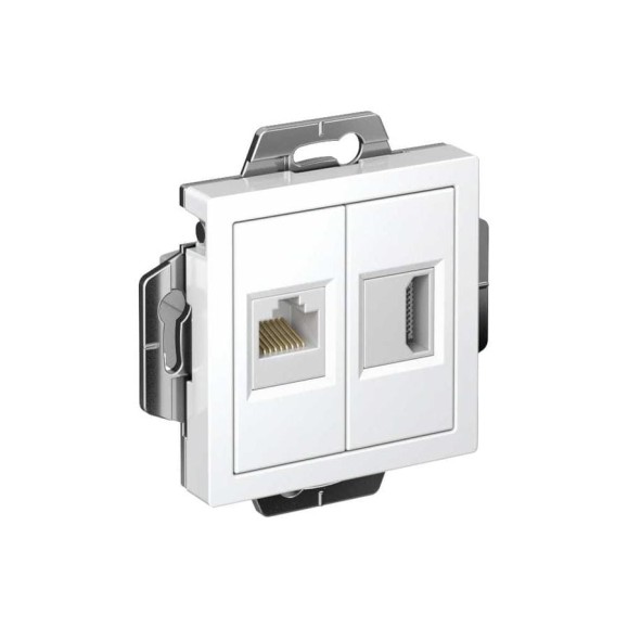 Механизм двойной розетки Systeme Electric Atlasdesign белый hdmi+rj45, кат.5е, ATN000182 Механизм двойной розетки Systeme Electric Atlasdesign белый hdmi+rj45, кат.5е, ATN000182