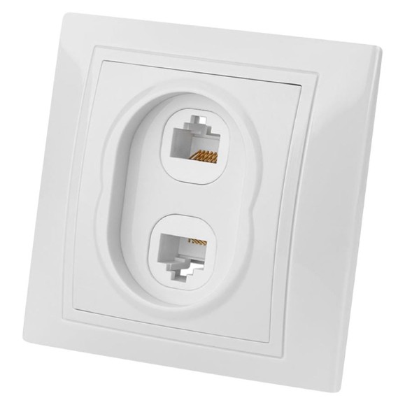 Телефонная розетка RJ11 + компьютерная RJ45, белая TDM ELECTRIC Таймыр SQ1814-0023