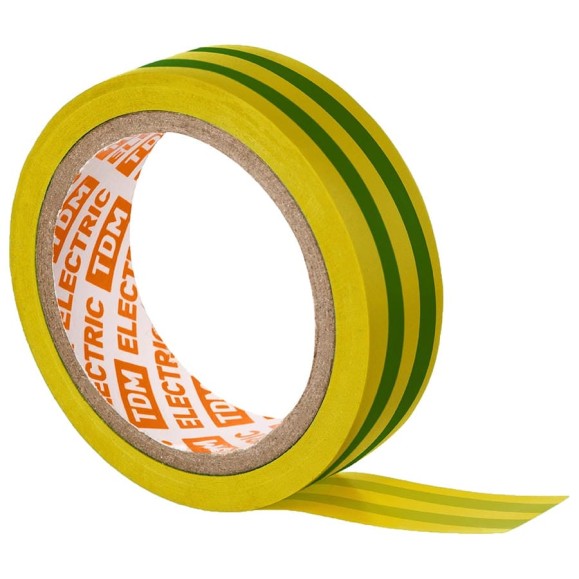 Изолента ПВХ TDM ELECTRIC 0,13x15 мм, желто-зеленая, 5 м SQ0526-0077