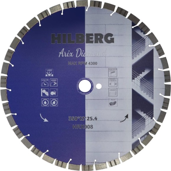 Диск алмазный отрезной Hilberg 350x25.4x12 Arix Diamond HRX908
