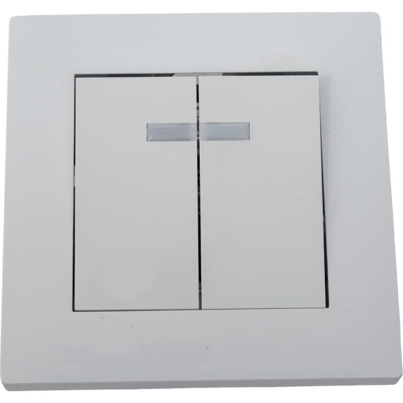 Выключатель MAKEL 2-клавишный СП KAREA RIZZ 10А IP20 с подсветкой бел. 88001023