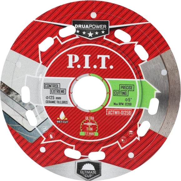 Диск алмазный отрезной ультратонкий P.I.T. DRUA 125x22.2x1.1 мм сухой/мокрый рез ACTW11-0125B Диск алмазный отрезной ультратонкий P.I.T. DRUA 125x22.2x1.1 мм сухой/мокрый рез ACTW11-0125B