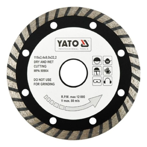 Отрезной алмазный диск TURBO универсальный YATO 115мм, 4 шт YATO YT-6022Y Отрезной алмазный диск TURBO универсальный YATO 115мм, 4 шт YATO YT-6022Y