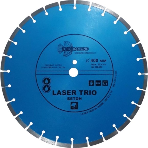 Диск алмазный отрезной TRIO-DIAMOND 400x25.4 Laser Trio Бетон 380400 Диск алмазный отрезной TRIO-DIAMOND 400x25.4 Laser Trio Бетон 380400