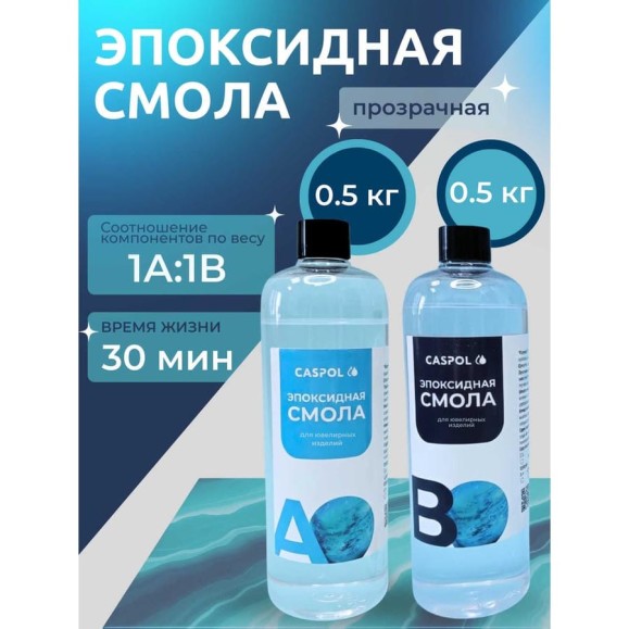 Эпоксидная смола для творчества Caspol прозрачная 1А:1В, 0,5кг+0,5кг ЭП-11-05 Эпоксидная смола для творчества Caspol прозрачная 1А:1В, 0,5кг+0,5кг ЭП-11-05