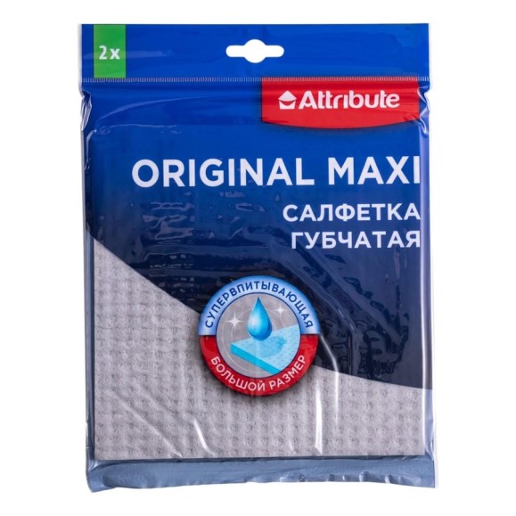 Салфетка губчатая Attribute ORIGINAL MAXI 2шт 18x2 ACC003 Салфетка губчатая Attribute ORIGINAL MAXI 2шт 18x2 ACC003