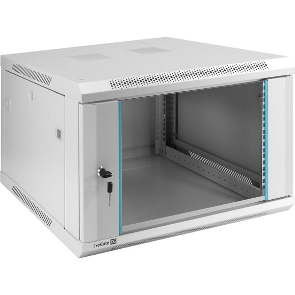 Шкаф телекоммуникационный ExeGate 19 настенный 6U EC-WM-6U.600.G.GREY 19”, 6U, 600x600x370mm ШхГхВ , передняя дверь закаленное стекло, съемные боковые панели 298600