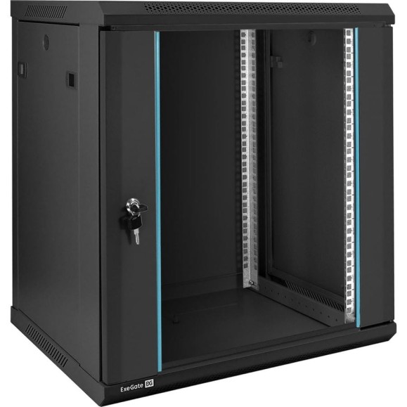 Шкаф телекоммуникационный ExeGate 19 настенный 12U EC-WM-12U.450.G.BLACK 19”, 12U, 600x450x635mm ШхГхВ , передняя дверь закаленное стекло, съемные боковые панели 298609