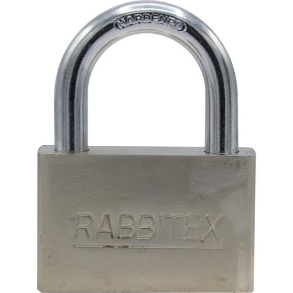 Замок навесной RABBITEX стальной 70мм никель, антикоррозионное покрытие, 4 ключа 671311