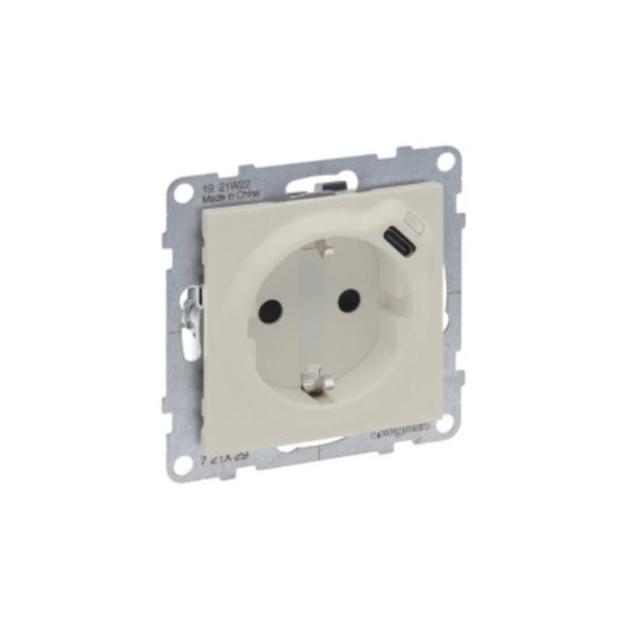 Комбинированная розетка Legrand SUNO со шторками 2К+З 16А 250В/USB С 1500мА. Безвинтовые зажимы. Цвет Слоновая кость 721229 Комбинированная розетка Legrand SUNO со шторками 2К+З 16А 250В/USB С 1500мА. Безвинтовые зажимы. Цвет Слоновая кость 721229