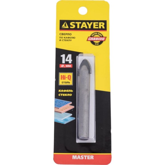 Сверло по керамике и стеклу с двумя режущими лезвиями MASTER 14 мм Stayer 2986-14 Сверло по керамике и стеклу с двумя режущими лезвиями MASTER 14 мм Stayer 2986-14