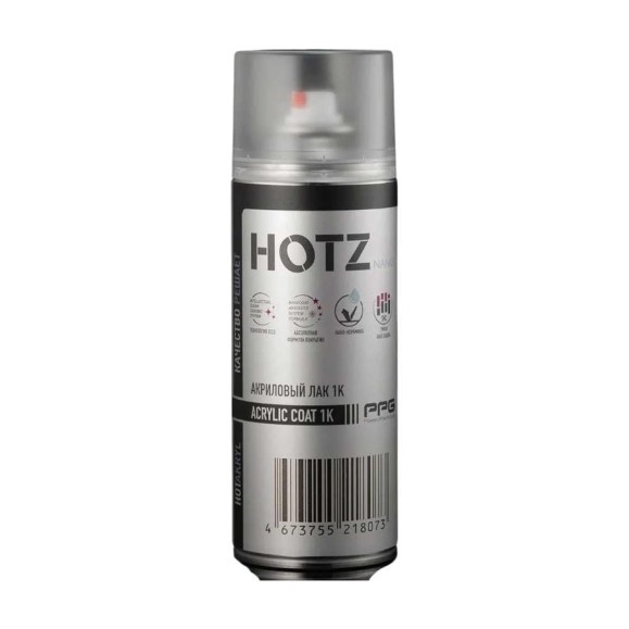 Лак автомобильный акриловый HOTZ 1К глянцевый, аэрозольный баллончик 520 мл, премиальный 4673755219650 Лак автомобильный акриловый HOTZ 1К глянцевый, аэрозольный баллончик 520 мл, премиальный 4673755219650