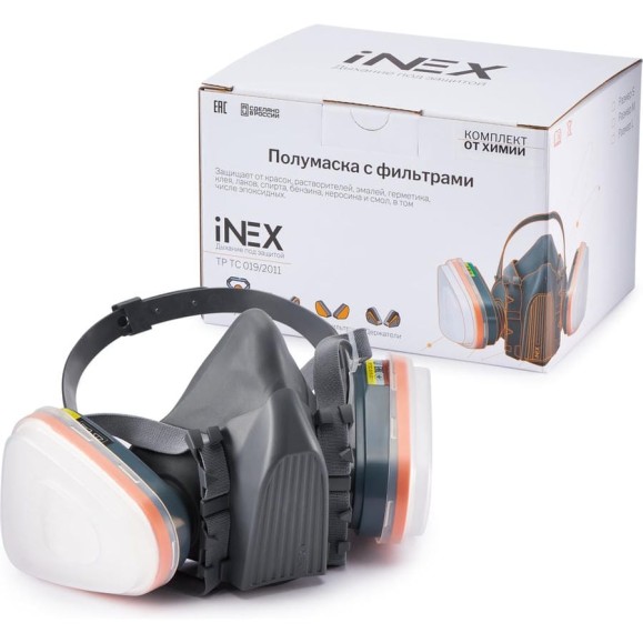 Комплект для защиты дыхания INEX АBEK1P2 (Полумаска р.M, АBEK1, предфильтр 2020 P2, держатель 2001) iNEX АBEK1P2 - M