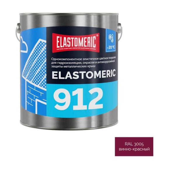 Зимняя гидроизоляционная мастика для металлических кровель Elastomeric Systems ELASTOMERIC 912 3кг., винно-красный 912007 Зимняя гидроизоляционная мастика для металлических кровель Elastomeric Systems ELASTOMERIC 912 3кг., винно-красный 912007