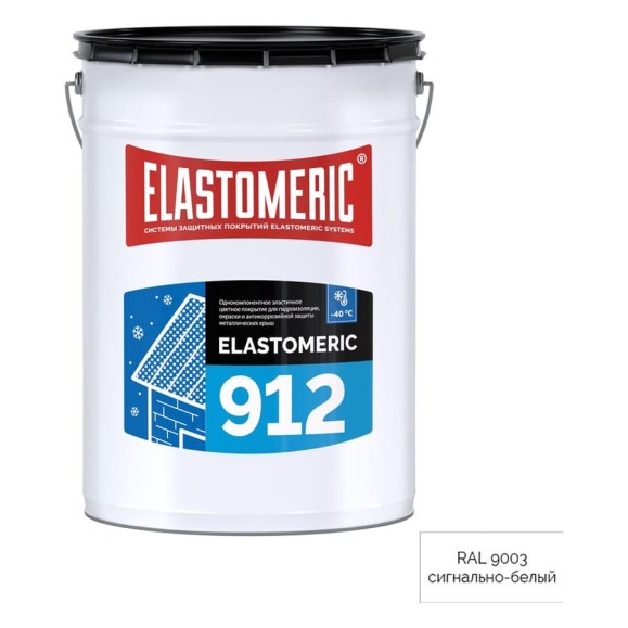 Зимняя гидроизоляционная мастика для металлических кровель Elastomeric Systems elastomeric 912 сигнально-белый, 20 кг 912000