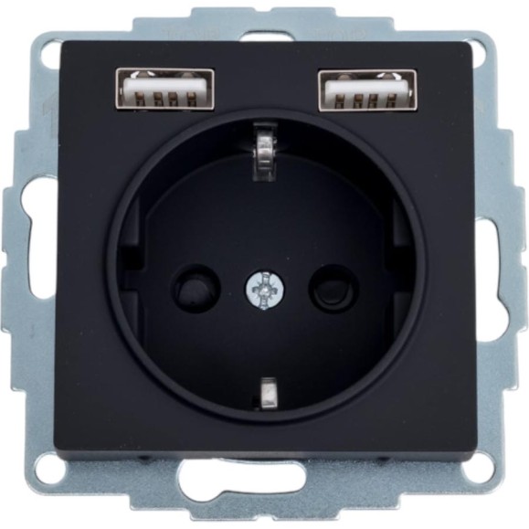 Розетка 16А с 2 USB A+A Systeme Electric AtlasDesign Карбон 5В/2,4А, 2х5В/1,2 А ATN001030 Розетка 16А с 2 USB A+A Systeme Electric AtlasDesign Карбон 5В/2,4А, 2х5В/1,2 А ATN001030