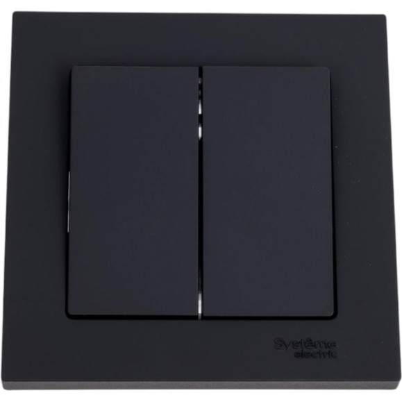2-клавишный выключатель Systeme Electric AtlasDesign Карбон сх.5, 10АХ, в сборе SE ATN001052