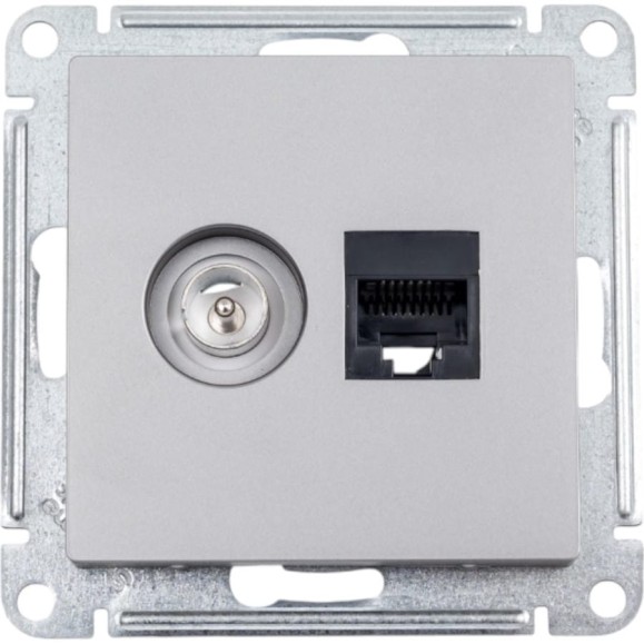 Двойная розетка Systeme Electric AtlasDesign Сталь комп+ТВ, RJ45+TV, кат.5E, механизм SE ATN000989 Двойная розетка Systeme Electric AtlasDesign Сталь комп+ТВ, RJ45+TV, кат.5E, механизм SE ATN000989