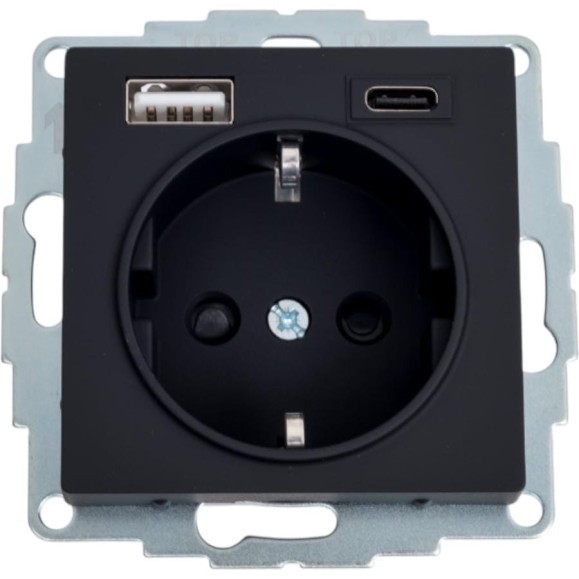 Розетка Systeme Electric (Schneider Electric) ATLASDESIGN 16А c 2 USB A+С, 5В/2,4А/3,0А, 2x5В/1,5А, механизм, карбон ATN001032 Розетка Systeme Electric (Schneider Electric) ATLASDESIGN 16А c 2 USB A+С, 5В/2,4А/3,0А, 2x5В/1,5А, механизм, карбон ATN001032
