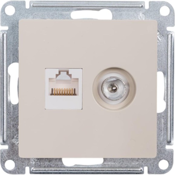 Розетка 2-ая ТВ + компьютерная RJ45 Systeme Electric (Schneider Electric) Atlasdesign бежевый кат. 5Е ATN000289 Розетка 2-ая ТВ + компьютерная RJ45 Systeme Electric (Schneider Electric) Atlasdesign бежевый кат. 5Е ATN000289