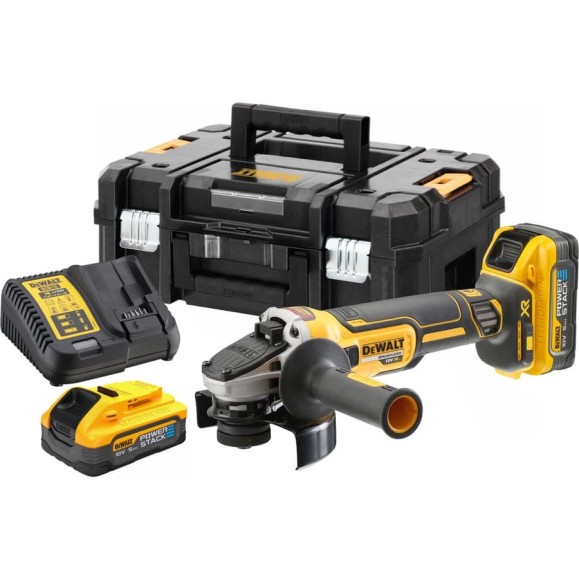 Аккумуляторная угловая шлифмашина DEWALT DCG405H2T, 18 В, 125 мм, 9000 об/мин, с 2 АКБ 5 Ач и ЗУ, в кейсе TSTAK () DCG405H2T-QW Аккумуляторная угловая шлифмашина DEWALT DCG405H2T, 18 В, 125 мм, 9000 об/мин, с 2 АКБ 5 Ач и ЗУ, в кейсе TSTAK () DCG405H2T-QW