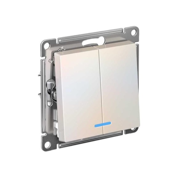 Механизм 2-клавишного выключателя Systeme Electric ATLASDESIGN с подсветкой, сх.5а, 10АХ, быстрозажимная клемма, жемчуг ATN000453S Механизм 2-клавишного выключателя Systeme Electric ATLASDESIGN с подсветкой, сх.5а, 10АХ, быстрозажимная клемма, жемчуг ATN000453S