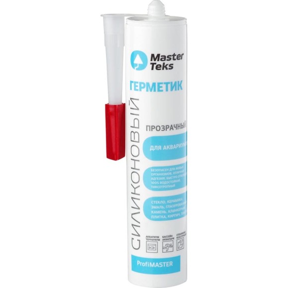 Силиконовый герметик MASTERTEKS для аквариумов и стекла Profimaster, 290 мл, прозрачный 279689 Силиконовый герметик MASTERTEKS для аквариумов и стекла Profimaster, 290 мл, прозрачный 279689