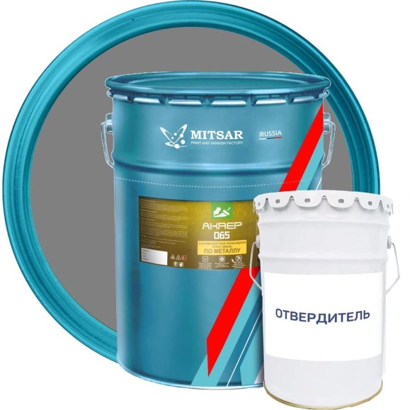 Грунт-эмаль 2К эпоксидная AKREP -065 (АКРЭП-065) по металлу, 22 кг + 3 кг, серый УТ000016434